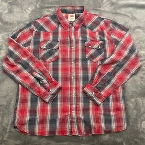 Levi's Plaid Western Snap Button Up